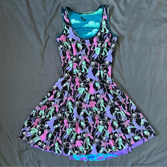 House of Horrors vs  Dancing Skeletons Inside Out Dress- Blackmilk - Picture 7 of 12